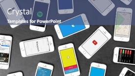  Presentation with smartphones - Slides featuring apple-iphone-5s-smartphones-lying background and a ocean colored foreground