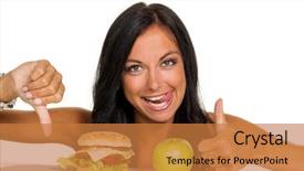  Presentation with hamburger - Colorful presentation theme enhanced with apple is healthy or unhealthy backdrop and a coral colored foreground