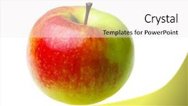  Presentation with apple - Colorful PPT theme enhanced with apple isolated on white background backdrop and a sky blue colored foreground