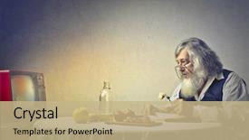  Presentation with alone - Presentation theme having apple iwatch - elderly man eating alone background and a coral colored foreground