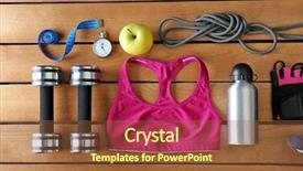  Presentation with flat lay of female sport - Audience pleasing PPT theme consisting of apple iwatch - female sport equipment backdrop and a  colored foreground