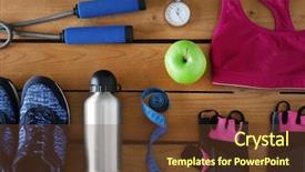  Presentation with female sport - Beautiful PPT theme featuring apple iwatch - female sport equipment backdrop and a tawny brown colored foreground