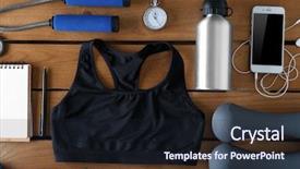  Presentation with flat lay of female sport - Colorful PPT layouts enhanced with apple iwatch - female sport equipment backdrop and a wine colored foreground