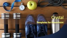  Presentation with female sport - PPT theme enhanced with apple iwatch - female sport equipment background and a tawny brown colored foreground