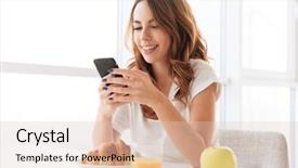  Presentation with kitchen - Slide set featuring apple iwatch - photo of cheerful woman sitting background and a lemonade colored foreground