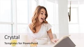  Presentation with corn flakes - PPT layouts having apple iwatch - photo of pretty surprised excited background and a lemonade colored foreground