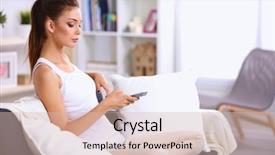  Presentation with man watching woman preparing vegetables - Theme featuring apple iwatch - portrait of young woman watching background and a  colored foreground