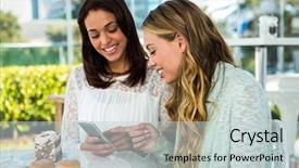  Presentation with eating - PPT layouts having apple iwatch - two girls watch a phone background and a  colored foreground