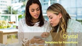  Presentation with animated watch - Slide deck enhanced with apple iwatch - two girls watch a phone background and a coral colored foreground