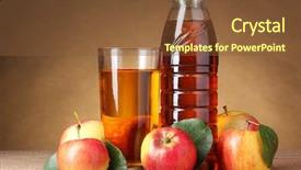  Presentation with juice - Slide deck consisting of apple juice and apples on wooden table on brown background background and a tawny brown colored foreground