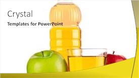  Presentation with plastic bottle - Slide set featuring apple juice in plastic bottle and glass on wooden board over white background background and a white colored foreground