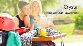  Presentation with healthy - PPT theme enhanced with apple maps - backpack healthy young couple relax background and a  colored foreground