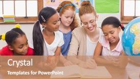  Presentation with school apple - Colorful PPT layouts enhanced with apple maps - cute pupils and teacher smiling backdrop and a coral colored foreground