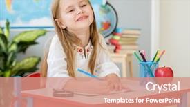  Presentation with sit stand desk - Theme consisting of apple maps - little blond girl sit background and a coral colored foreground
