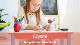  Presentation with school desk - Cool new slides with apple maps - little blond girl sitting backdrop and a coral colored foreground