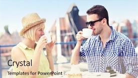  Presentation with tourists - Beautiful PPT theme featuring apple maps - picture of young tourists relaxing backdrop and a lemonade colored foreground