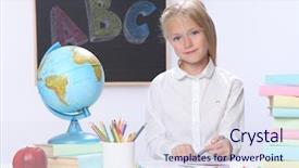  Presentation with classroom - Amazing PPT layouts having apple maps - portrait of cute girl backdrop and a  colored foreground