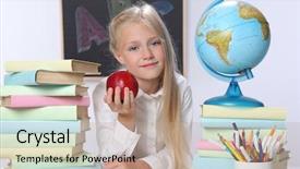  Presentation with classroom strategies - Colorful slide deck enhanced with apple maps - portrait of cute girl backdrop and a  colored foreground