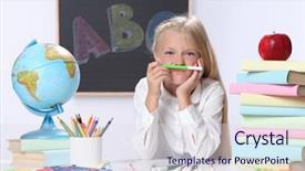  Presentation with classroom - Beautiful PPT layouts featuring apple maps - portrait of cute girl backdrop and a  colored foreground