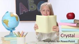  Presentation with classroom management - Slide set consisting of apple maps - portrait of cute girl background and a  colored foreground