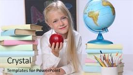  Presentation with classroom resources - Slide deck featuring apple maps - portrait of cute girl background and a  colored foreground