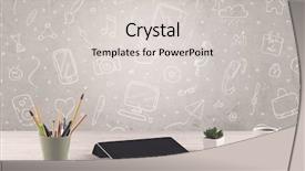  Presentation with front desk - Cool new theme with apple money - close up of business office backdrop and a light gray colored foreground