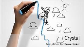  Presentation with challenge - Theme enhanced with apple money - hand drawing image of businessman background and a white colored foreground