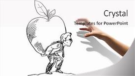  Presentation with challenge - PPT theme featuring apple money - hand drawing image of businessman background and a white colored foreground