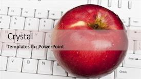  Presentation with fresh water splash green apple isolated white - Slide deck consisting of apple on an white keyboard background and a soft green colored foreground