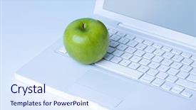  Presentation with apple and family - Colorful slide deck enhanced with apple on keyboard backdrop and a sky blue colored foreground