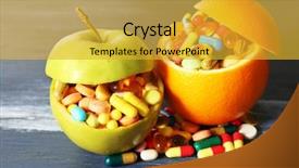  Presentation with color orange - Audience pleasing presentation design consisting of apple orange and colorful pills backdrop and a  colored foreground