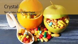  Presentation with color orange - Cool new slides with apple orange and colorful pills backdrop and a  colored foreground