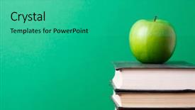  Presentation with green apple - Slides enhanced with green chalkboard - apple over books background and a teal colored foreground