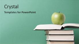  Presentation with apple - Amazing theme having apple over books backdrop and a mint green colored foreground