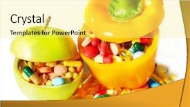  Presentation with simple and light colors - Beautiful theme featuring apple paprika and colorful pills backdrop and a yellow colored foreground