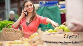  Presentation with street - Presentation featuring apple pay - modern woman woman with smartphone background and a lemonade colored foreground