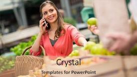  Presentation with pay - Slide deck having apple pay - smile woman with mobile phone background and a coral colored foreground