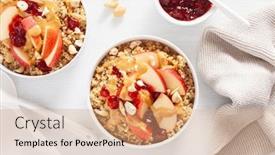  Presentation with quinoa - Beautiful presentation featuring apple-peanut-butter-quinoa-bowl backdrop and a coral colored foreground