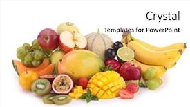  Presentation with guava fruits fresh green fruit - Slide set enhanced with apples pears - abundance of fruits background and a white colored foreground