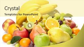  Presentation with fruits - PPT theme with fresh fruits on the white background and a yellow colored foreground