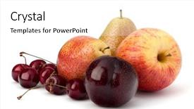  Presentation with fruit - Colorful PPT theme enhanced with apples pears - fruit variety isolated on white backdrop and a white colored foreground