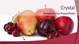  Presentation with fruit - Audience pleasing theme consisting of apples pears - fruit variety isolated on white backdrop and a lemonade colored foreground