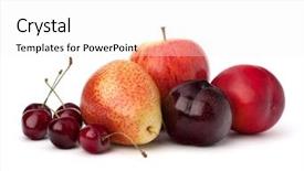  Presentation with fruit and trees - Theme consisting of apples pears - fruit variety isolated on white background and a white colored foreground