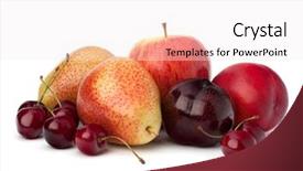  Presentation with fruit - PPT layouts consisting of apples pears - fruit variety isolated on white background and a  colored foreground