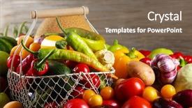  Presentation with fresh fruits and vegetables - Amazing PPT layouts having apples pears - heap of fresh fruits backdrop and a violet colored foreground