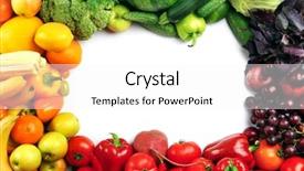  Presentation with frame of fruits and vegetables - PPT theme enhanced with apples pears - heap of fruits and vegetables background and a white colored foreground