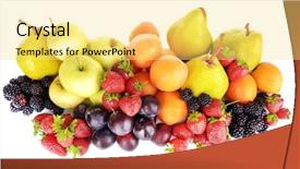  Presentation with ripe golden potato on white - Beautiful presentation theme featuring apples pears - ripe fruits and berries isolated backdrop and a yellow colored foreground