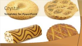  Presentation with roll cake - Audience pleasing theme consisting of apple-pie-cream-roll backdrop and a yellow colored foreground