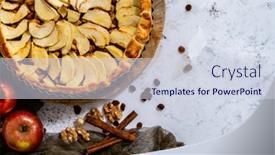  Presentation with cinnamon - Slides enhanced with apple-pie-near-walnuts background and a sky blue colored foreground