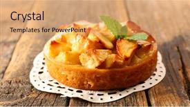  Presentation with apple - Beautiful slide set featuring apple pie on wood background backdrop and a  colored foreground